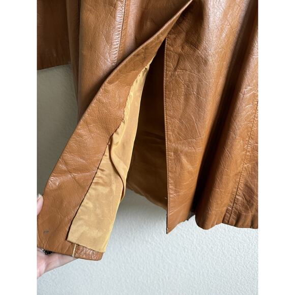 Vtg Montgomery Ward The Tannery Leather Jacket Womens M Mens 16 Camel Tan 1960s - Picture 5 of 13
